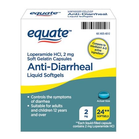 Picture of Equate Loperamide HCl Anti-Diarrheal Liquid Softgels, 2 mg, 24 Count