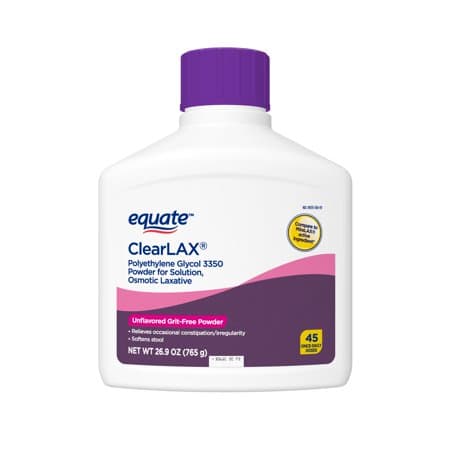 Picture of Equate ClearLax Polyethylene Glycol 3350 Powder for Solution, Unflavored, 45 Doses