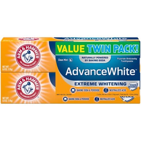 Picture of ARM & HAMMER Advanced White Extreme Whitening Toothpaste, TWIN PACK (Contains Two 6oz Tubes) -Clean