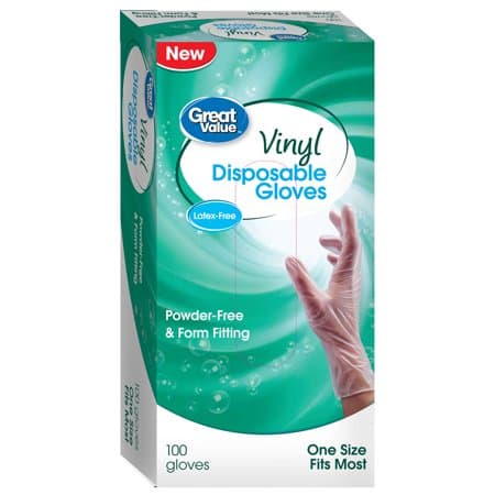 Picture of Great Value Vinyl Disposable Gloves, One Size, 100ct