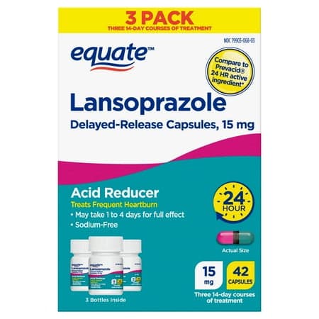 Picture of Equate Lansoprazole Delayed Release Capsules, 15 mg, 42 Count