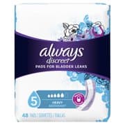 Picture of Always Discreet Pads, Heavy Absorbency, Regular Length, 48 Count