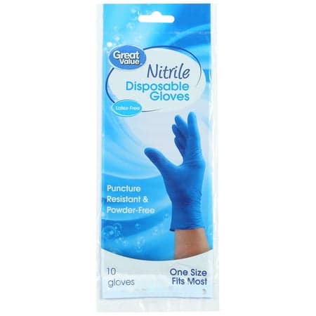 Picture of Great Value Pack of 10 Puncture Resistant Nitrile Disposable Multipurpose Cleaning Gloves, Blue