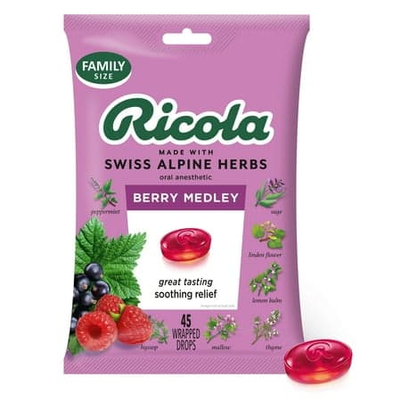 Picture of Ricola Berry Medley Throat Drops, Delicious Throat Relief, 45 Count