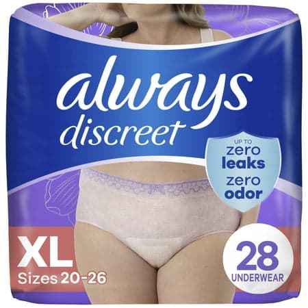 Picture of Always Discreet Adult Incontinence Underwear for Women and Postpartum Underwear, XL, Up to 100% Bladder Leak Protection, 28 CT