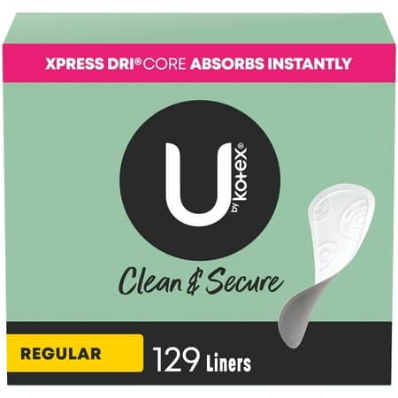 Picture of U by Kotex Clean & Secure Panty Liners, Light Absorbency, Regular Length, 129 Count