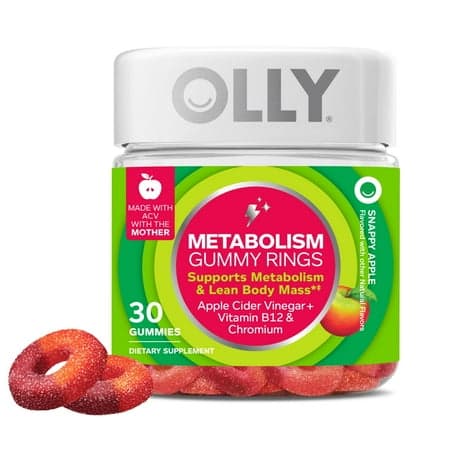 Picture of OLLY Metabolism Gummy Rings, Apple Cider Vinegar, B12, Chromium, Apple Flavor with Other Natural Flavors, 30 Ct