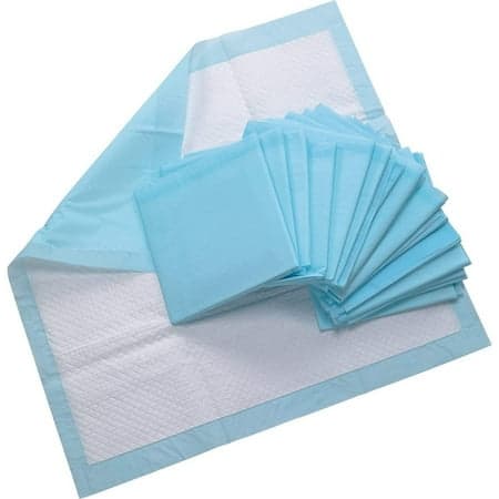 Picture of Healthline (Chux) Disposable Underpads Large 23 x 36, Waterproof Highly Absorbent Blue Bed Pads for Adults, Children, and Pets (50/Pack) plus Hand Sanitizing Wipes