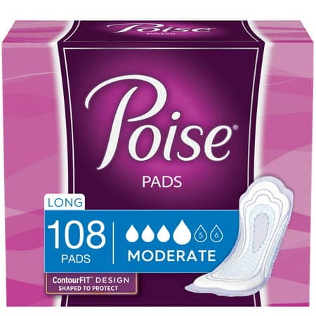 Picture of Poise Women's Incontinence Pads, Moderate Absorbency, Long, 108ct