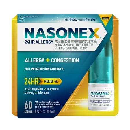 Picture of Nasonex 24HR Allergy Nasal Spray, 24 Hour Non Drowsy Allergy Medicine 60 Spray Count