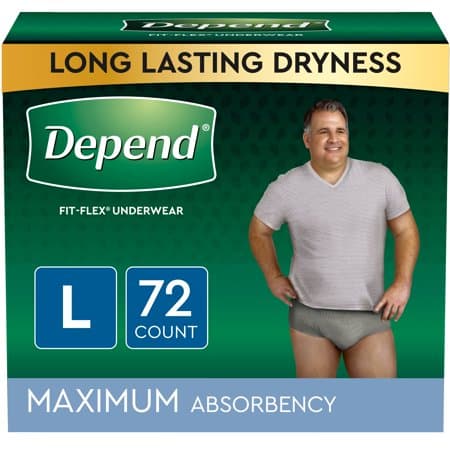Picture of Depend FIT-FLEX Adult Incontinence Underwear for Men, Maximum Absorbency, Grey, 72 Count