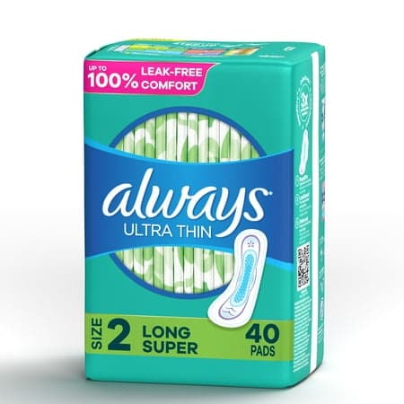 Picture of Always Ultra Thin Pads Without Wings, Size 2, Long Super Absorbency, 40 CT