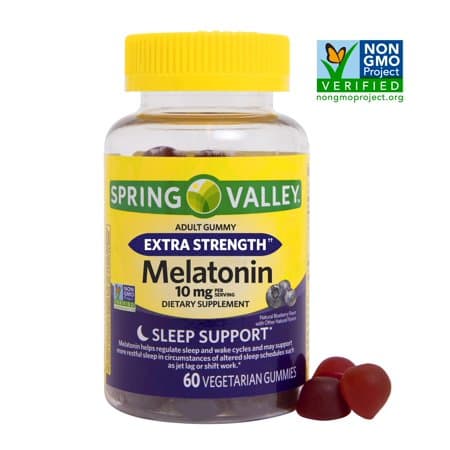 Picture of Spring Valley Non-GMO Melatonin Supplement Gummies, Blueberry, 10mg, 60ct