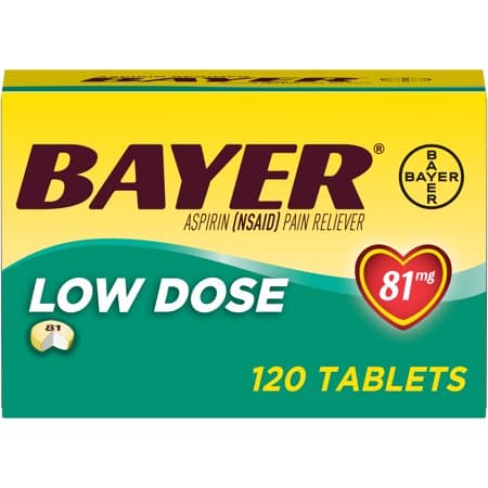 Picture of Bayer Low Dose Aspirin Enteric Coated Tablets, 81mg, 120ct
