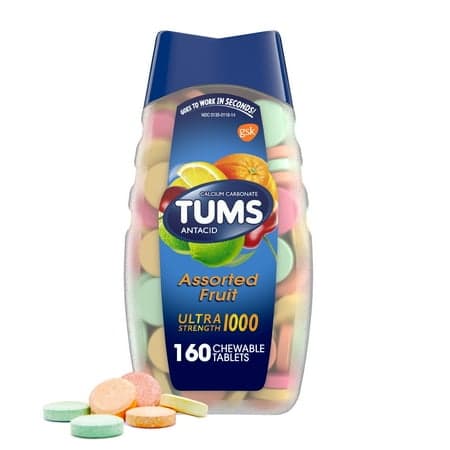 Picture of TUMS Ultra Strength Chewable Antacid Tablets for Heartburn Relief, Assorted Fruit - 160 Count