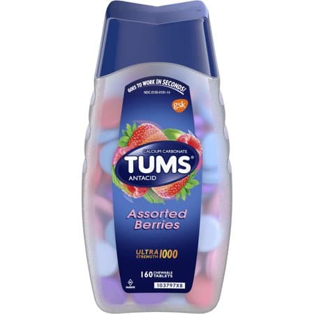 Picture of Tums Ultra Strength Chewable Antacid Tablets, Assorted Berries, 160ct