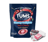 Picture of TUMS Antacid, Chewy Delights Very Cherry Ultra Strength Soft Chews for Heartburn Relief, 32 Antacid Chews