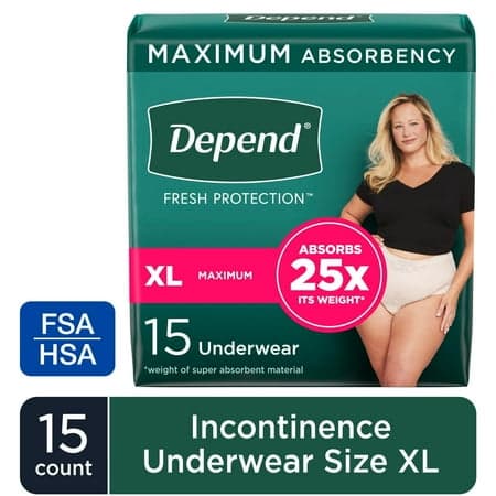 Picture of Depend Fresh Protection Incontinence Underwear for Women, Adult Diapers, XL, 15 Count