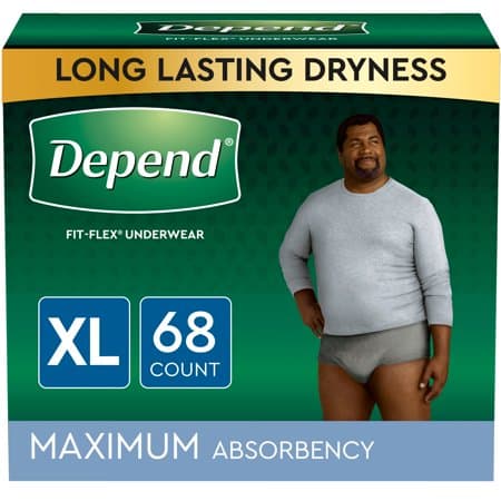 Picture of Depend Fresh Protection Adult Incontinence Underwear for Men, Maximum, XL, Grey, 68Ct