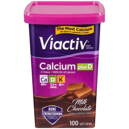 Picture of Viactiv Calcium plus Vitamin D Supplement Soft Chews, Milk Chocolate, 100ct
