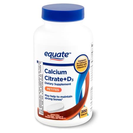 Picture of Equate Calcium Citrate + D3 Petites Tablets Dietary Supplement, 200 Count