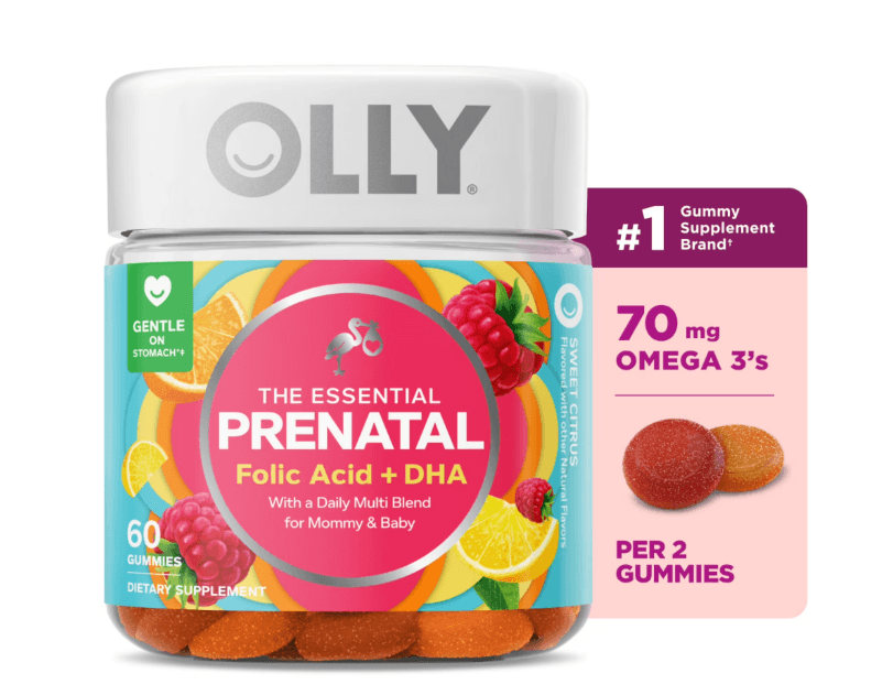 Picture of OLLY Prenatal Multivitamin Gummy Supplement, Folic Acid, Omega 3 DHA, Vitamin A & D, Citrus, 60 Ct