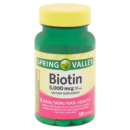 Picture of Spring Valley Biotin Hair, Skin and Nails Health Dietary Supplement Softgels, 5000mcg, 120ct