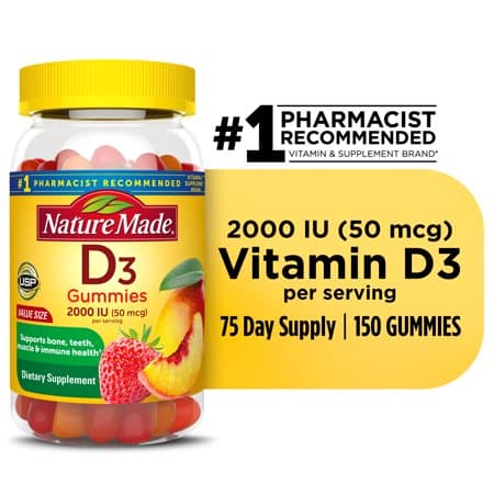 Picture of Nature Made Vitamin D3 Supplement Gummies, 50mcg/2000IU, 150ct