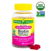 Picture of Spring Valley Non GMO Biotin Dietary Supplement Gummies, Cherry, 10000 mcg, 90 Count