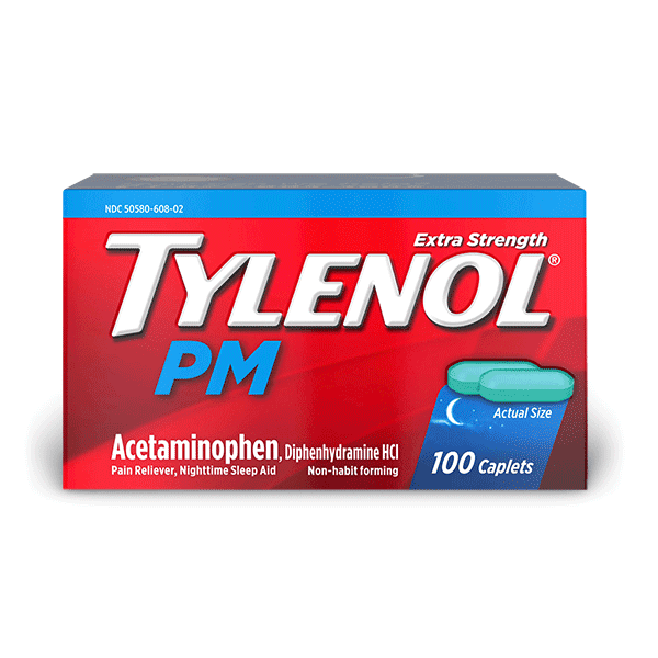Picture of Tylenol PM Extra Strength Nighttime Pain Reliever &amp; Sleep Aid Caplets, 500 mg Acetaminophen 25 mg