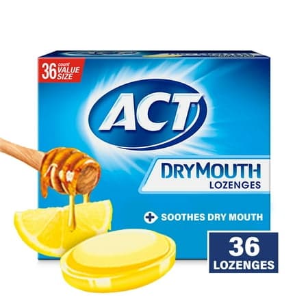 Picture of ACT Dry Mouth Throat Lozenges with Xylitol, Sugar Free Cough Drops, Honey-Lemon, 36 Count