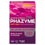 Picture of Phazyme Maximum Strength Gas and Bloating Relief, 250 mg, 12 FAST GELS