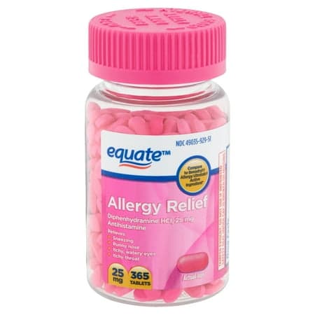 Picture of Equate Allergy Relief Diphenhydramine Tablets 25mg, 365 Count