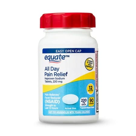 Picture of Equate All Day Pain Relief Naproxen Sodium Caplets, 220 mg, 90 Count, Easy Open Cap, Compare to Aleve Active Ingredient