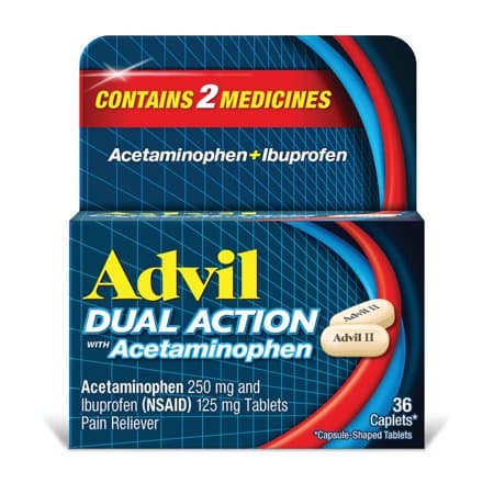 Picture of Advil Dual Action Pain Relief Acetaminophen and Ibuprofen Coated Caplets, 36 Count
