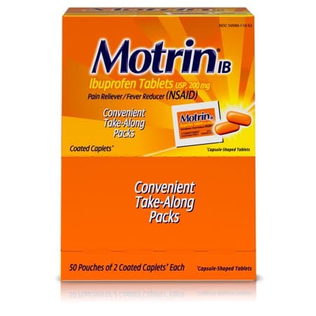 Picture of Motrin IB, Ibuprofen 200mg Tablets for Pain & Fever, 50 packs of 2-ct.