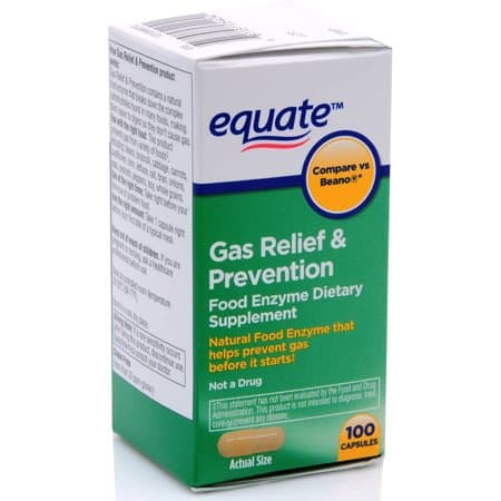 Picture of Equate gas relief & prevention food enzyme dietary supplement capsules, 100 ct