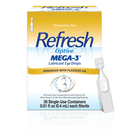 Picture of Refresh Optive Mega-3 Lubricant Eye Drops, Preservative-Free, 0.010fl oz, 30ct