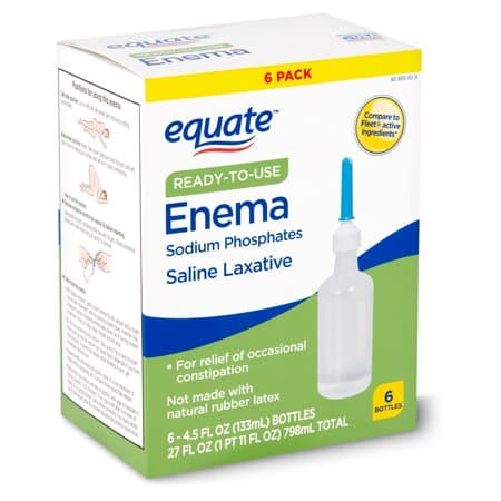 Picture of Equate Enema Sodium Phosphates Saline Laxative, 4.5 Fl. Oz., 6 Count