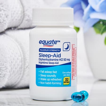 Picture of Equate Maximum Strength Diphenhydramine HCl Sleep-Aid Softgels, 50 mg, 32 Count