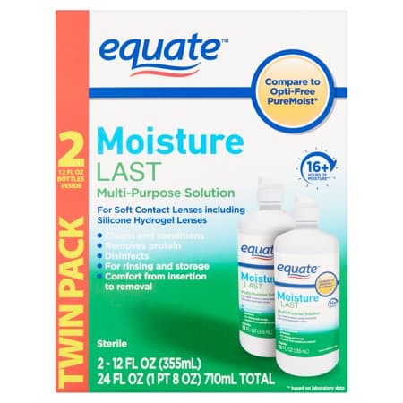 Picture of Equate Moisture Last Multi-Purpose Solution, 12fl oz, 2ct