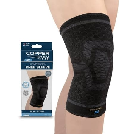 Picture of Copper Fit Ice Knee Compression Sleeve Infused with Menthol, Large/XL, Black, 1-Pack