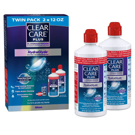 Picture of Clear Care Plus 2pk Contact Lens Cleaning Liquid Solution with HydraGlyde, 12fl oz_x000D_