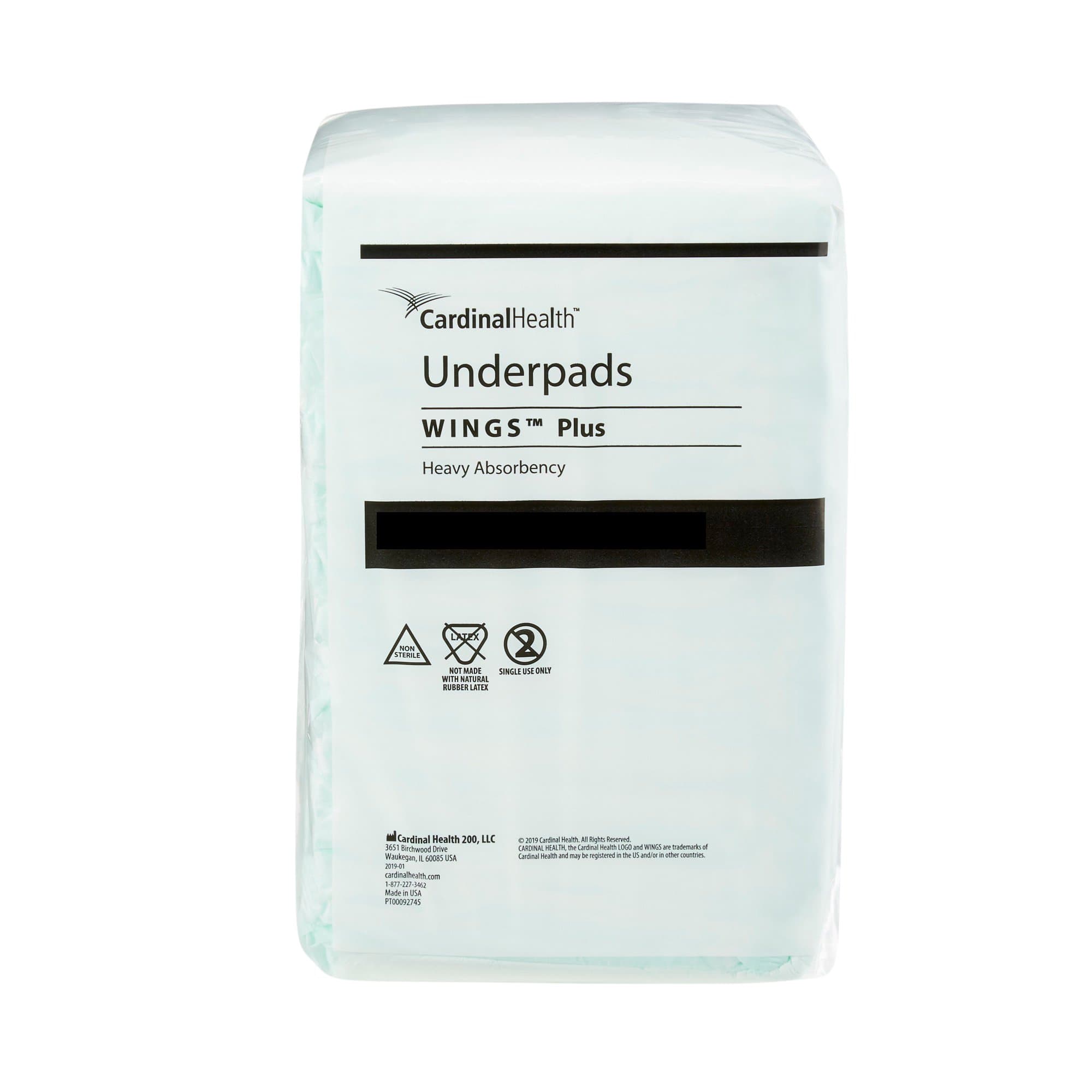 Picture of Wings Plus Underpads, Disposable, Heavy Absorbency, Beige, 36 X 36 Inch