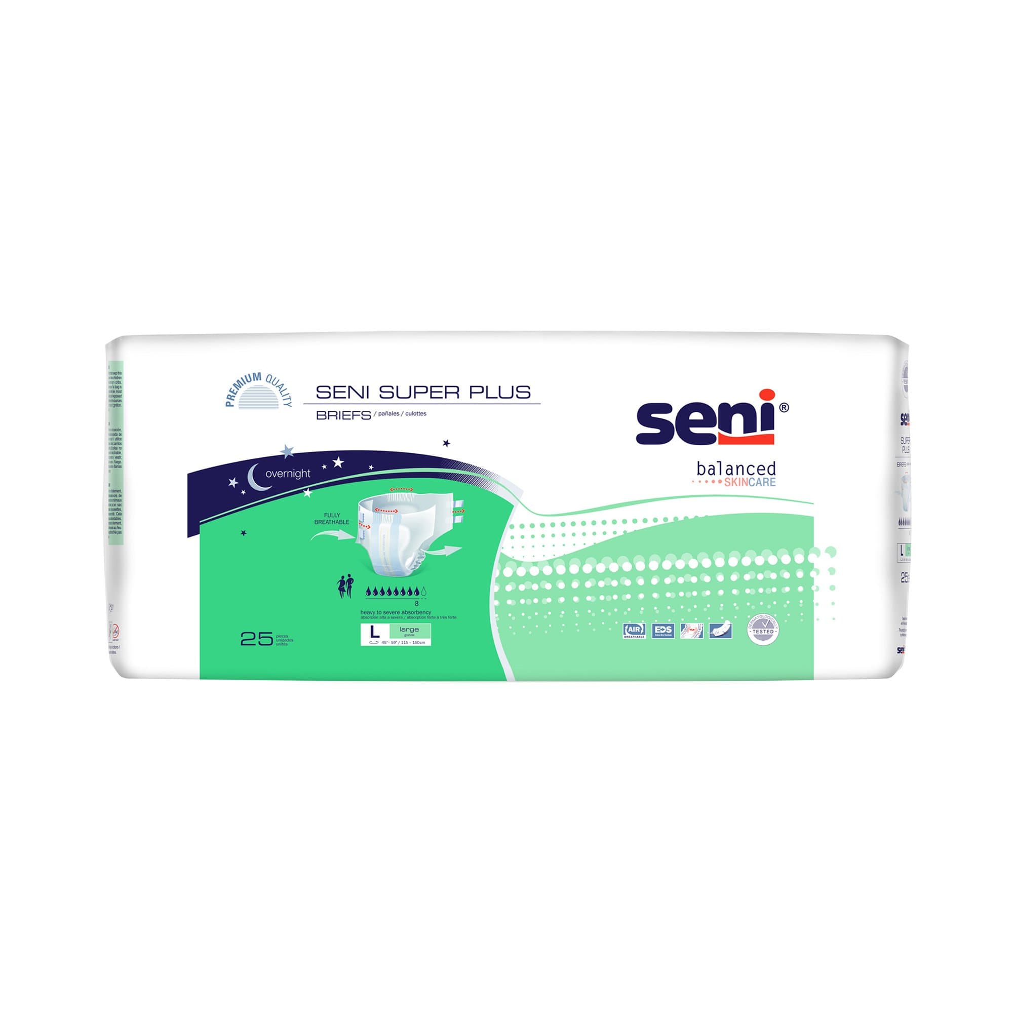 Picture of Seni Super Plus Overnight Heavy to Severe Absorbency Incontinence Brief, Large