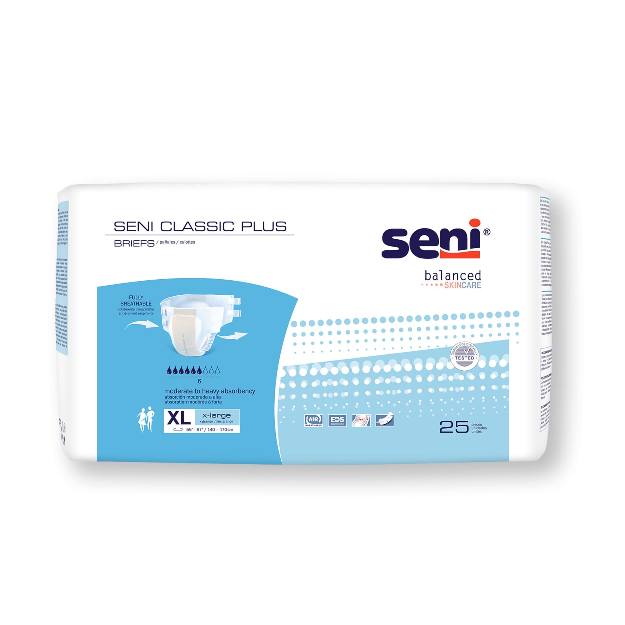 Picture of Seni Classic Plus Moderate to Heavy Absorbency Incontinence Brief, Extra Large