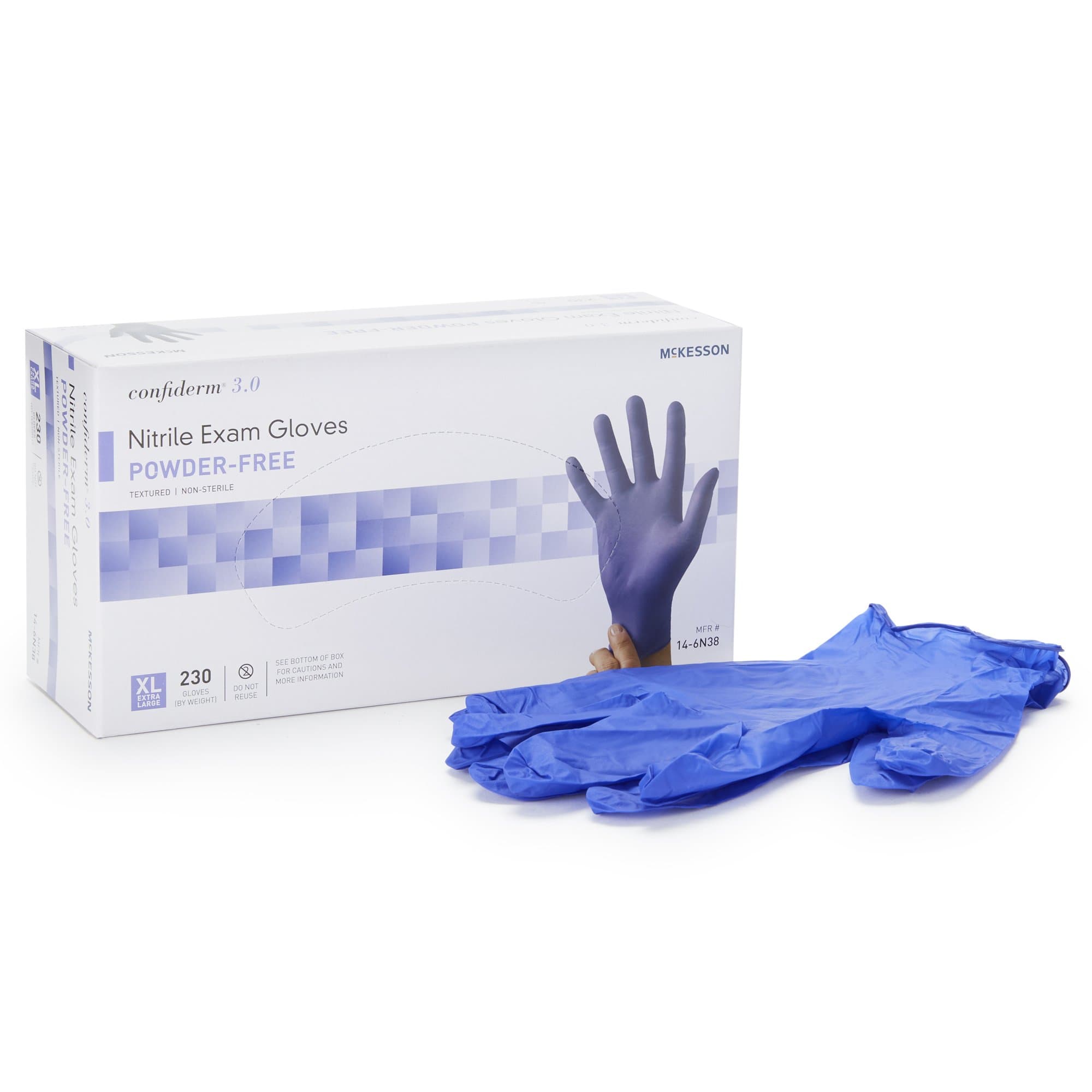 Picture of McKesson Confiderm 3.0 Nitrile Exam Glove, Extra Large, Blue
