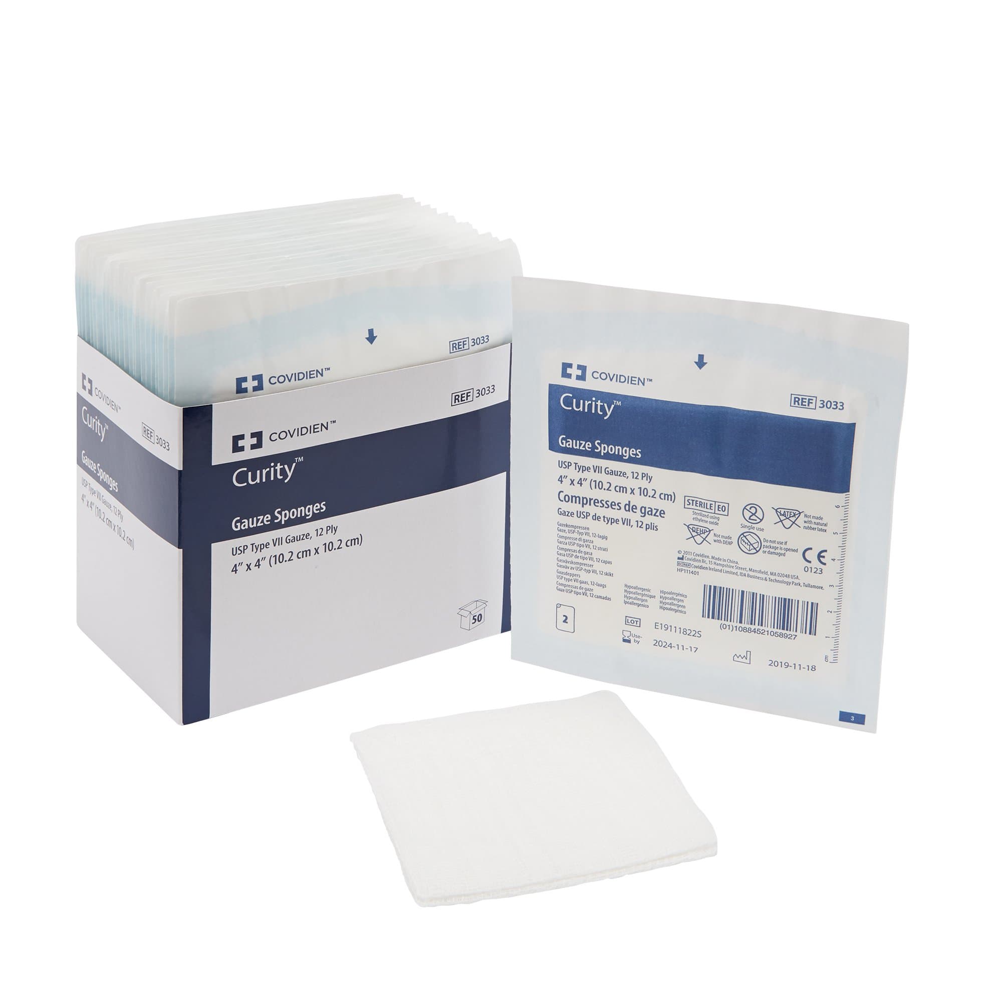 Picture of CurityTM Sterile USP Type VII Gauze Sponge, 4 x 4 Inch, 12-Ply