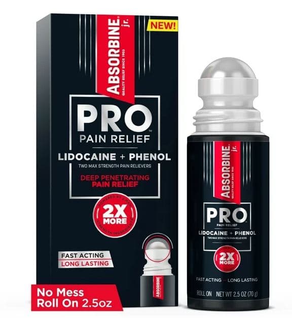 Picture of Absorbine Jr. Pro Maximum Strength No-Mess Lidocaine and Phenol Numbing Pain Relief Roll-On, 2.5oz