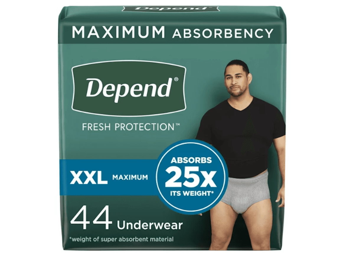 Picture of Depend Men's Fresh Protection Incontinence Underwear, Maximum Absorbency, XXL, 44ct, Gray
